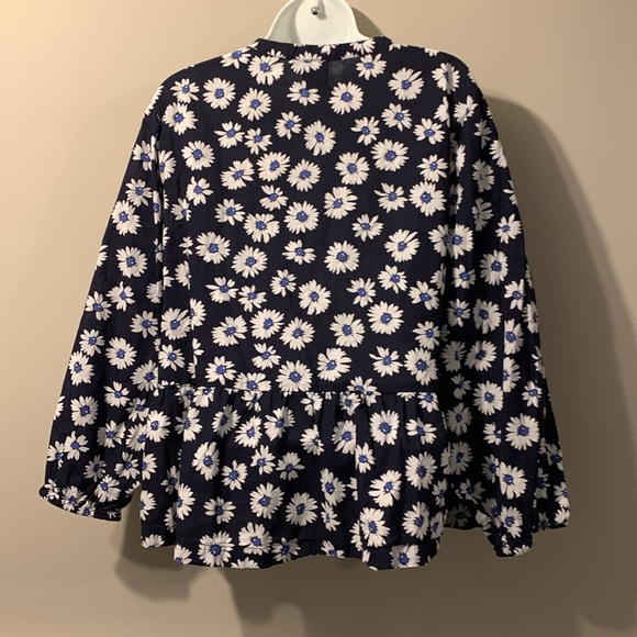 Gap floral top blue with white daisies, large pure cotton for women - Picture 3 of 7